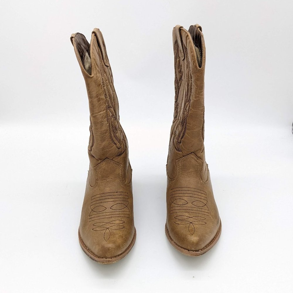 Coconuts by Matisse Tan Faux Leather Gaucho Cowboy Boots Size 6.5 - Picture 5 of 9